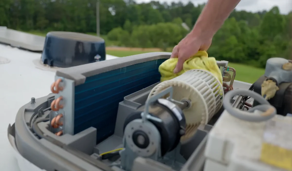 RV AC capacitor replacement in Fort Lauderdale FL - Dometic rooftop AC unit capacitor and control board repair by certified mobile technician